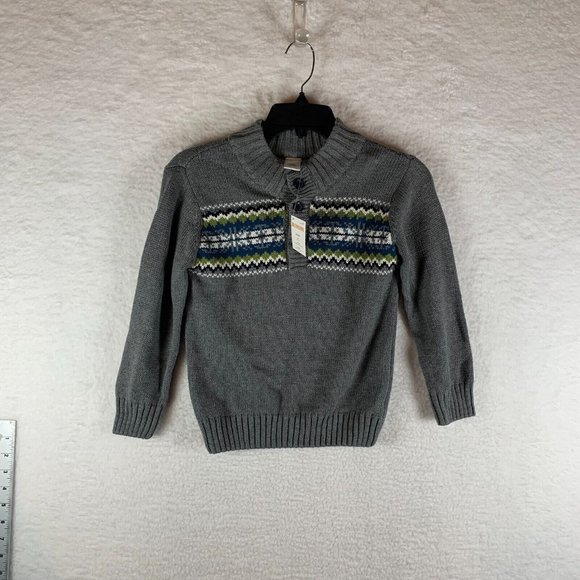 Gymboree Kids Fair Isle Grey Sweater Fleece Neck Lining Size 5-6 NWT 6474 - Picture 1 of 9